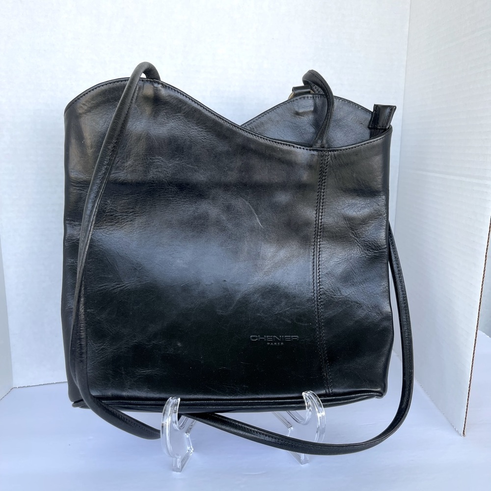 Black VintageLeather Purse or Backpack adjustable  Chenier  Paris